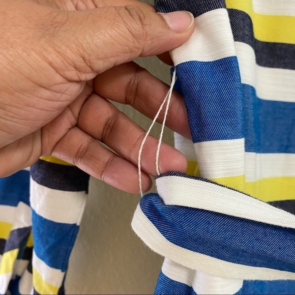 TOMMY HILFIGER Womens Blue Yellow Striped Belted Shirt Dress Size 6 - Picture 6 of 15